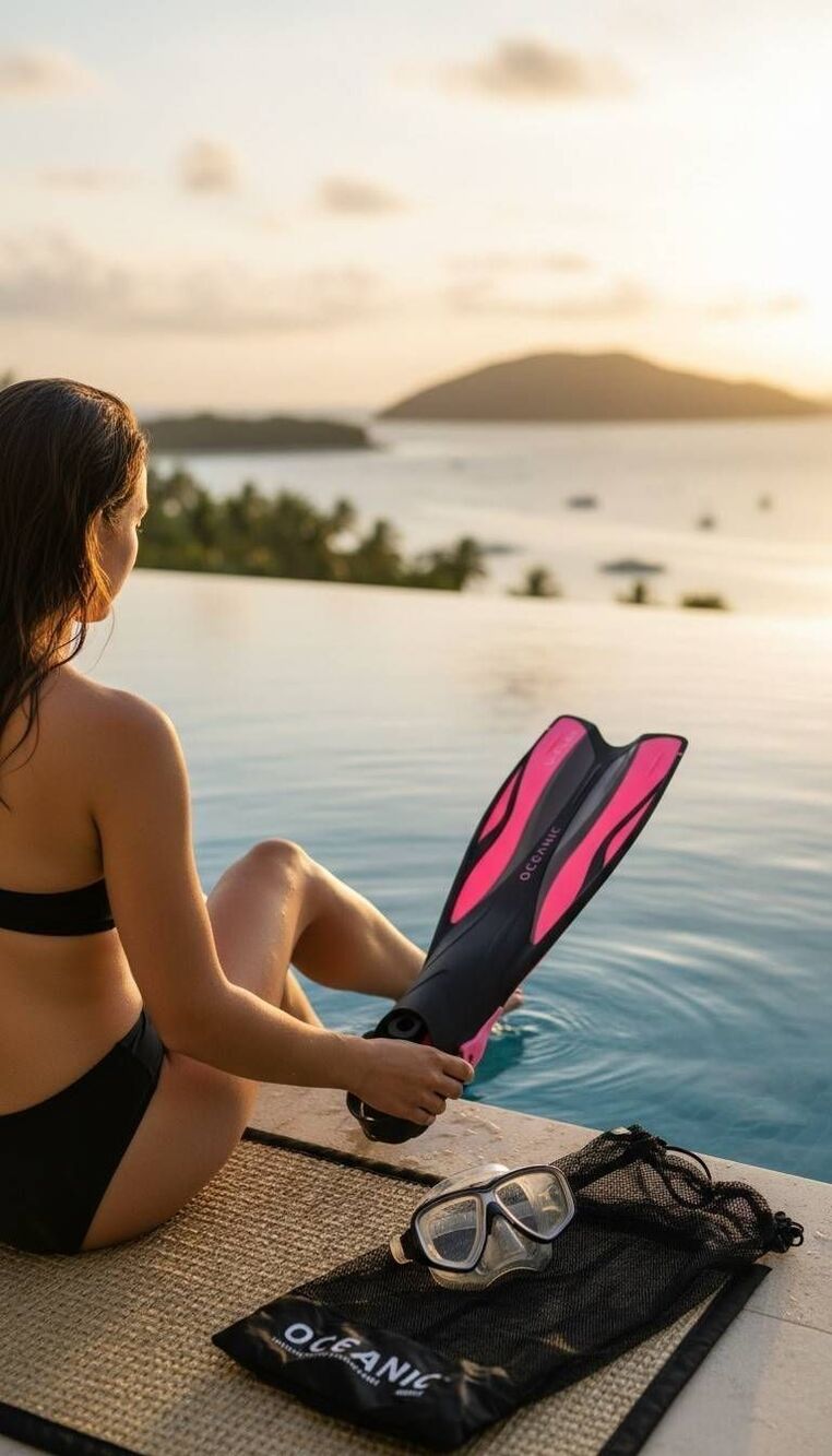 Oceanic fins snorkeling set